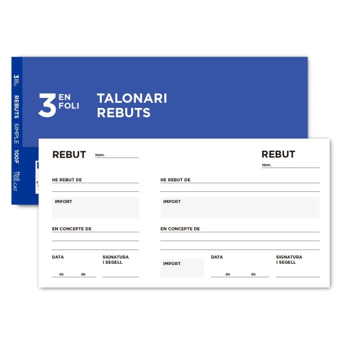 Talonario Liderpapel Recibos 3-Fº Original 105 Con Matriz Texto En Catalan 10 unidades