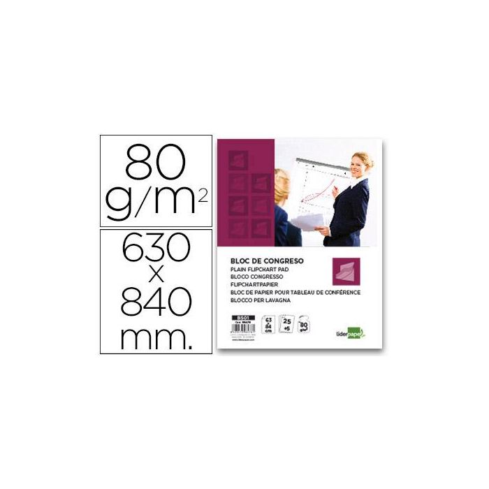 Bloc Congreso Liderpapel Liso 630x840 mm 25+5 Hojas 80 gr-M2