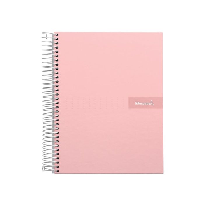 Cuaderno Espiral Liderpapel A5 Micro Crafty Tapa Forrada 120H 90 gr Cuadro 5 mm 5 Bandas6 Taladros Color Rosa 1