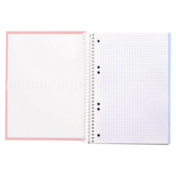 Cuaderno Espiral Liderpapel A5 Micro Crafty Tapa Forrada 120H 90 gr Cuadro 5 mm 5 Bandas6 Taladros Color Rosa 5