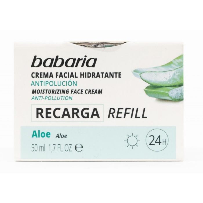 Babaria Aloe vera crema facial hidratante anti-polución vegano relleno 50 ml