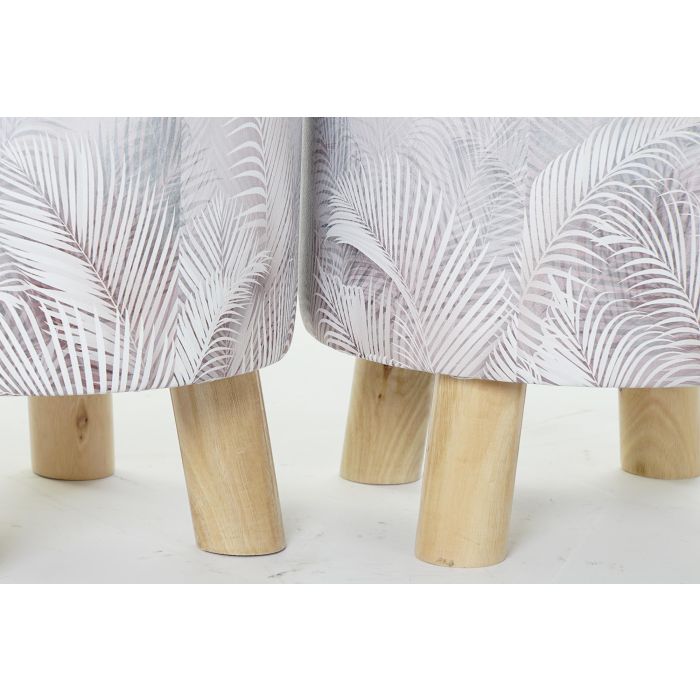 DKD Home Decor Reposapies Tropical de PU y Pino, Colección Bestone, Gris 30x30x30 cm, Altura Asiento 32cm (Set de 2) 2 DKD Home Decor Reposapies Tropical de PU y Pino, Colección Bestone, Gris 30x30x30 cm, Altura Asiento 32cm (Set de 2) 2