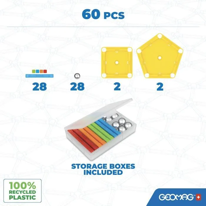 Geomag Purpurina Ecofriendly 22 uds Construcciones 2D o 3D con Efectos de Brillo, Plástico Reciclado 1