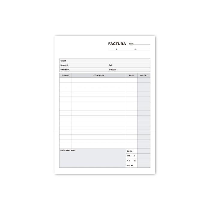Liderpapel T216 Talonario Facturas Cuarto Original y Copia con IVA Texto en Catalán 2