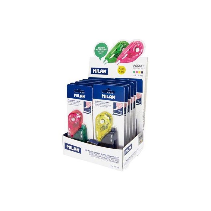 Milán Cinta correctora 4,2 mm x 5 m, colores surtidos - Azul marino y amarillo o rosa y verde