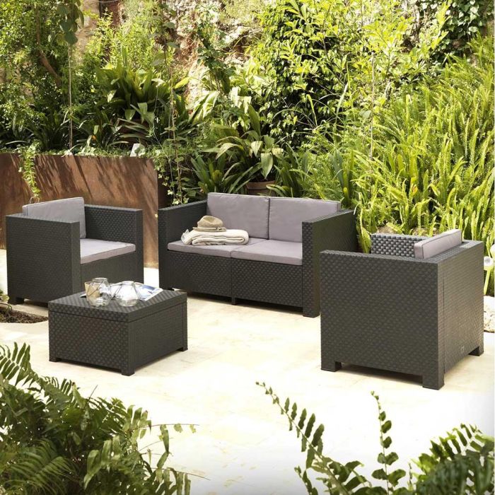 Muebles de Jardín SP Berner Diva Tropea Antracita Gris oscuro (4 Piezas) 2