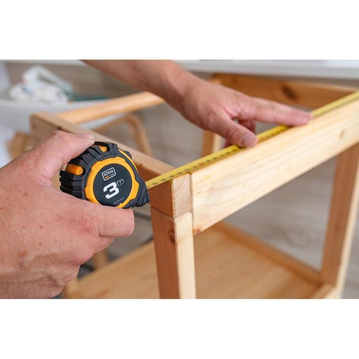 Koma Tools Flexómetro Standard 3 m x 16 mm, Cuerpo ABS Antideslizante con 2 Posiciones de Bloqueo y Clip para Cinturón, Cinta Amarilla Mate 6