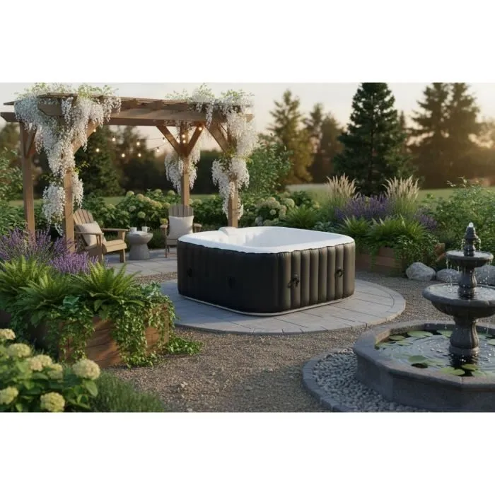 Sunspa Spa Hinchable Cuadrado Laminado para 4 Personas - Estructura Reforzada y Calentador Integrado - 1.55 x 0.65 m 2