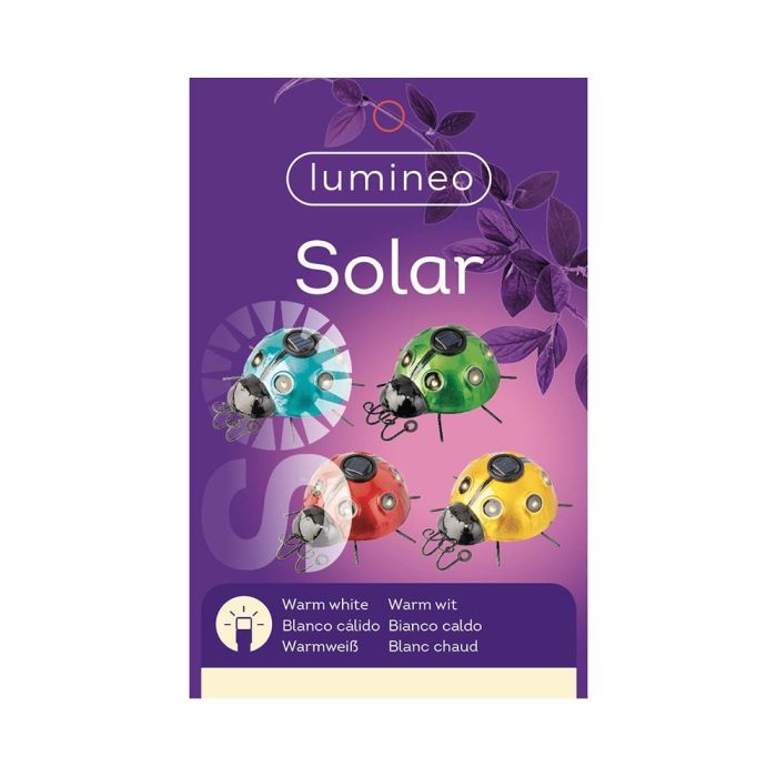 Lumineo Figura Luz Solar Mariquita 14.5x13x5cm Metalica con 6 Leds Luz Cálida 5