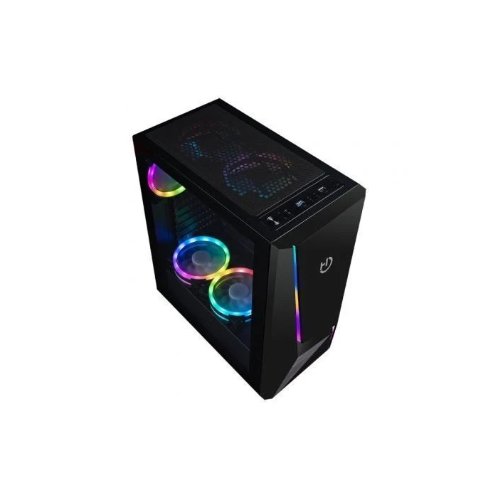 Hiditec V20 PRO ARGB Escritorio Negro con Iluminación Rainbow y Cristal Templado 2
