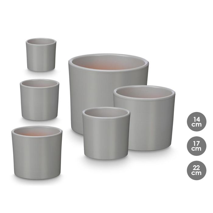 Set 3 Macetas Cilindro Ibergarden - 14, 17, 22 cm Gris Mate Set 3 Macetas Cilindro Ibergarden - 14, 17, 22 cm Gris Mate