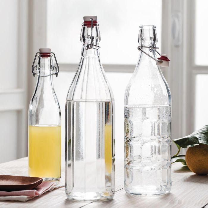 Bormioli Rocco Botella de Vidrio Oxford 1 Litro - Set 6 Unidades. Apto Lavavajillas y Frigorífico. Fabricada en Italia. 1