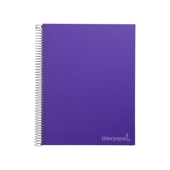 Cuaderno Espiral Liderpapel A4 Micro Jolly Tapa Forrada 140H 75 gr Cuadro 5 mm 5 Bandas 4 Taladros Color Lila 1