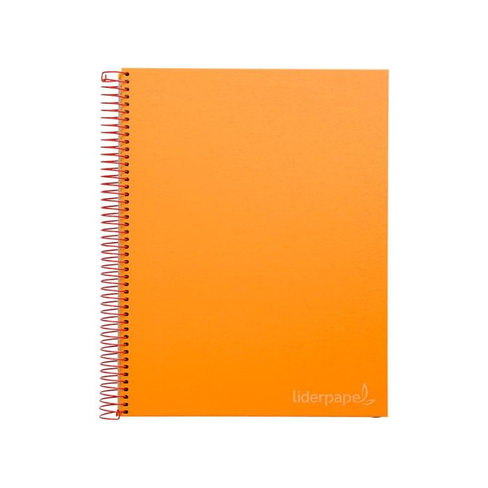 Cuaderno Espiral Liderpapel A4 Micro Jolly Tapa Forrada 140H 75 gr Cuadro 5 mm 5 Bandas4 Taladros Color Naranja 1
