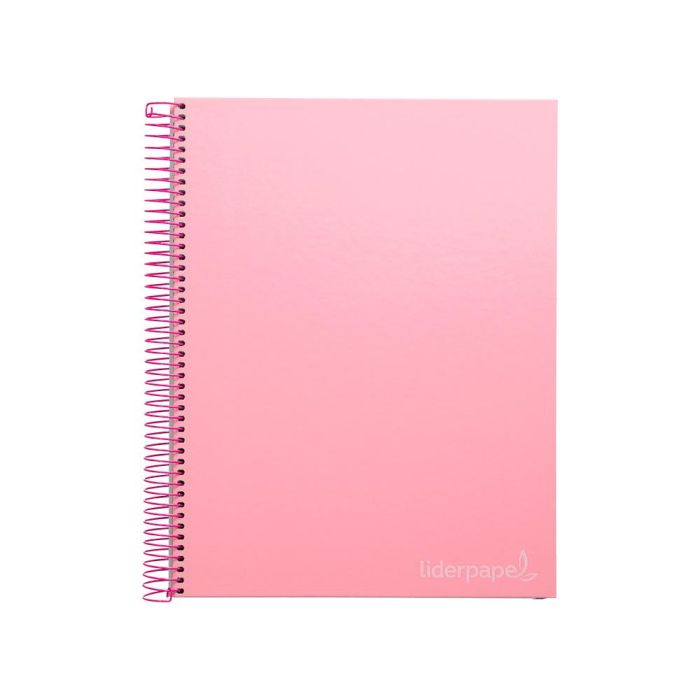 Cuaderno Espiral Liderpapel A4 Micro Jolly Tapa Forrada 140H 75 gr Cuadro 5 mm 5 Bandas 4 Taladros Color Rosa 1