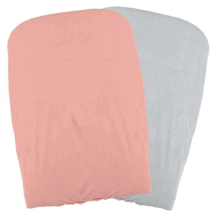 DOMIVA Lote 2 Fundas para cambiador - Melocotón / Perla DOMIVA Lote 2 Fundas para cambiador - Melocotón / Perla