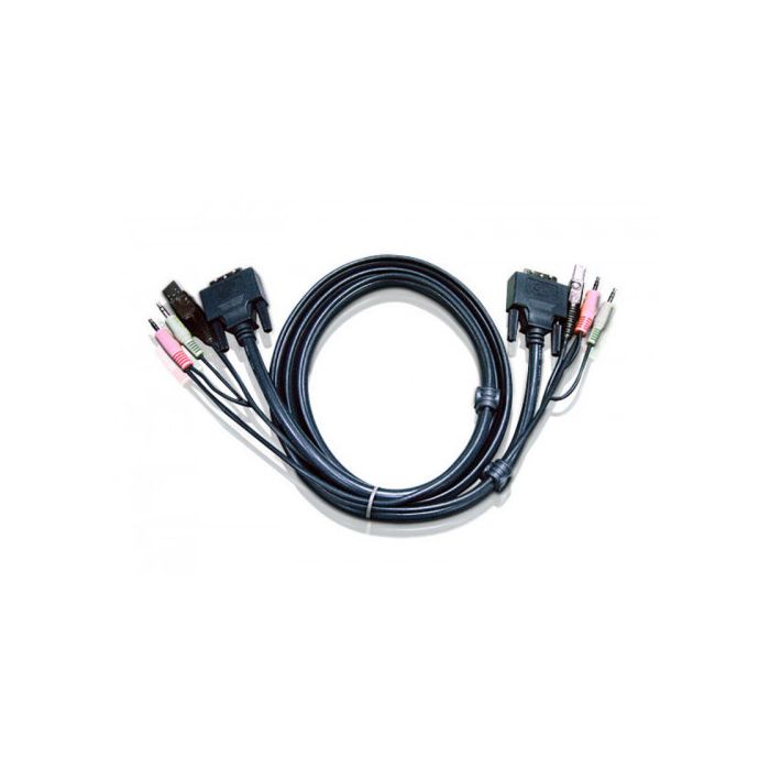 Aten 6ft USB DVI-D Single Link cable para video, teclado y ratón (kvm) Negro 1,8 m