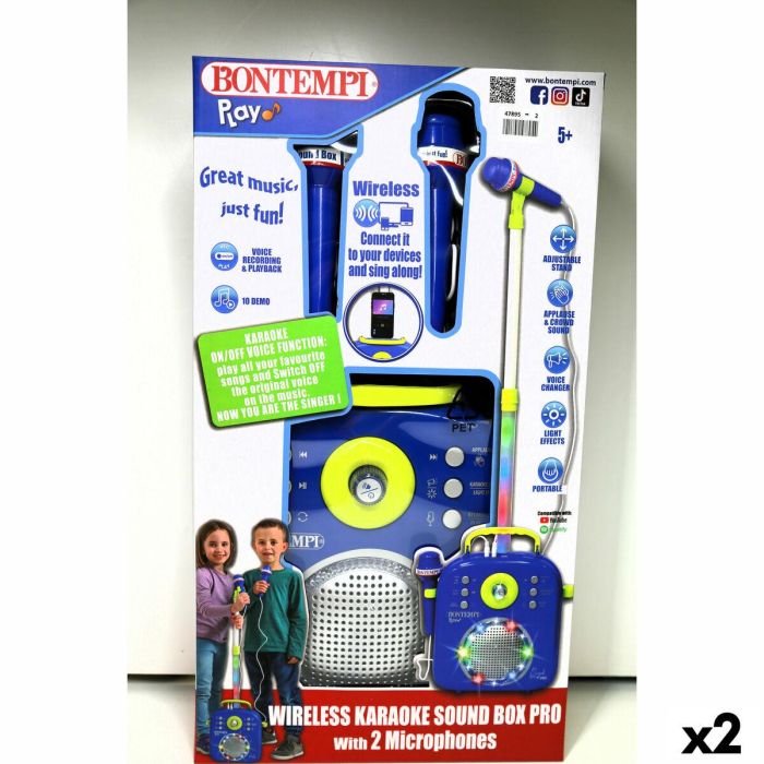 Altavoz con Micrófono Karaoke Bontempi 2 Unidades 10 Altavoz con Micrófono Karaoke Bontempi 2 Unidades 10