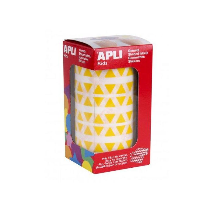Apli Gomets Triangulares 10,5 mm Amarillo - Rollo 6136 Unidades para Escuelas y Talleres