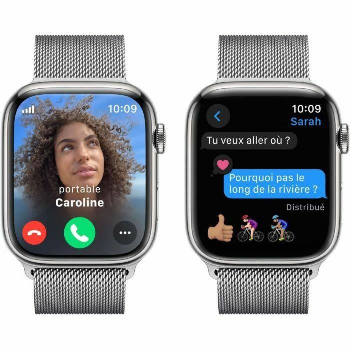 Apple Watch Series 9 GPS + Cellular - 45 mm - Caja de acero plateada - Brazalete Milanese Loop plateado 3