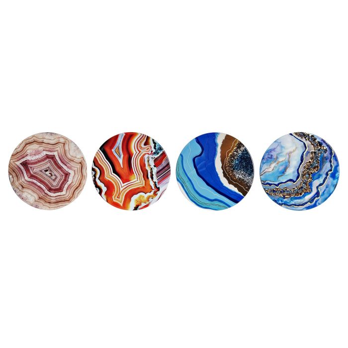 Posavasos Moderno DKD Home Decor Multicolor Azul 10.8 x 0.7 x 10.8 cm Set de 4 Posavasos Moderno DKD Home Decor Multicolor Azul 10.8 x 0.7 x 10.8 cm Set de 4