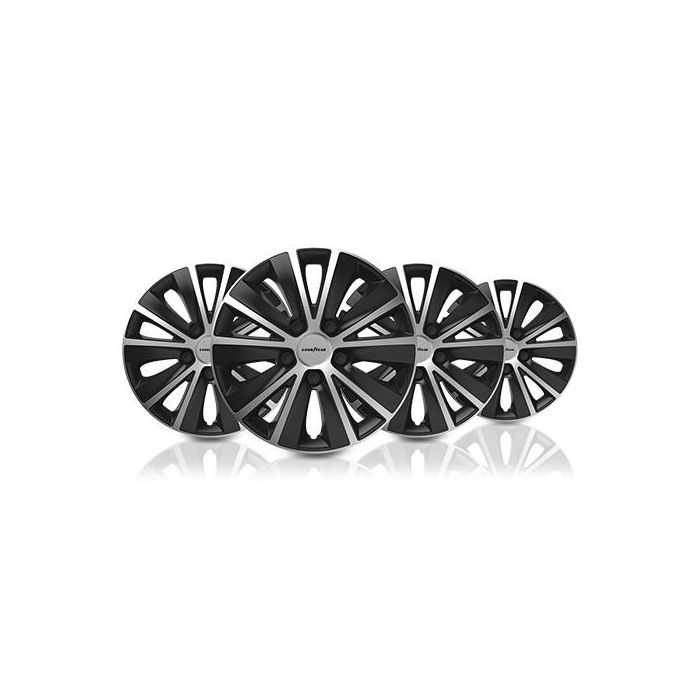 Tapacubos Monaco Bicolor 15" Negro-Plata Goodyear 4 Unidades Cs1 GOD9054 Tapacubos Monaco Bicolor 15" Negro-Plata Goodyear 4 Unidades Cs1 GOD9054