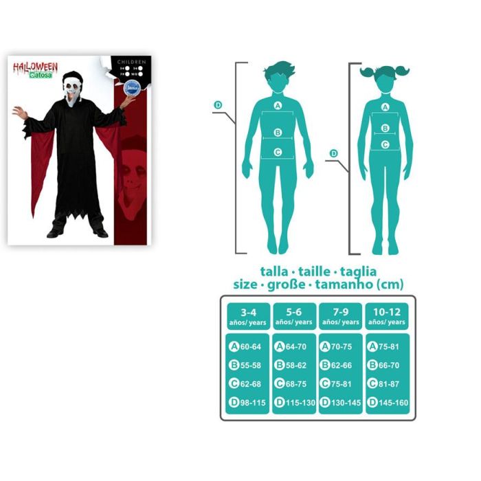 Disfraz Asesino Niño Infantil Mangas Rojas Halloween 3-4 Años 1