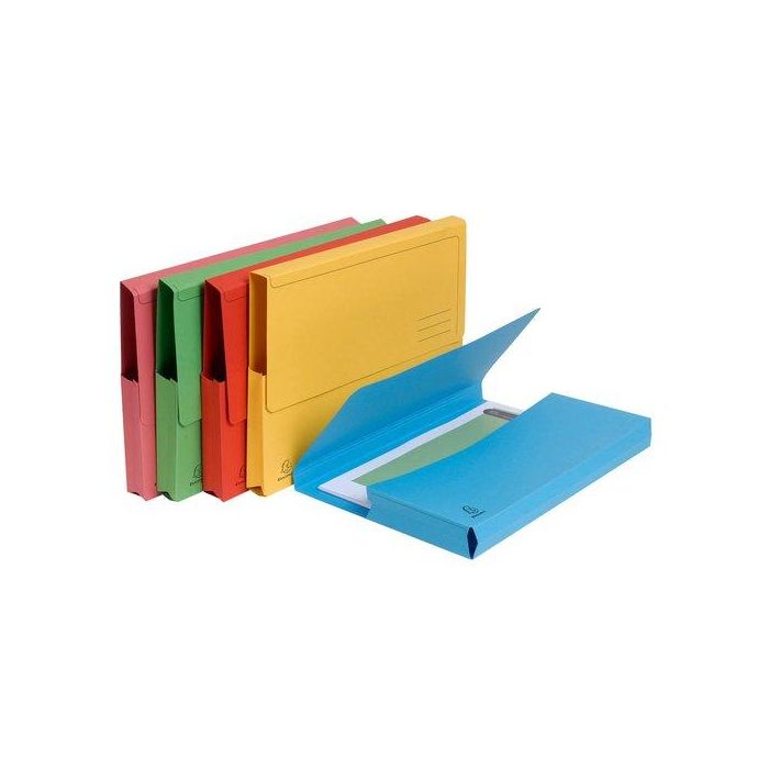 Exacompta Subcarpeta con Bolsa y Solapa, Cartulina Reciclada 290g, DIN A4, Fuelle 32mm, Colores Surtidos, Certificado Blue Angel