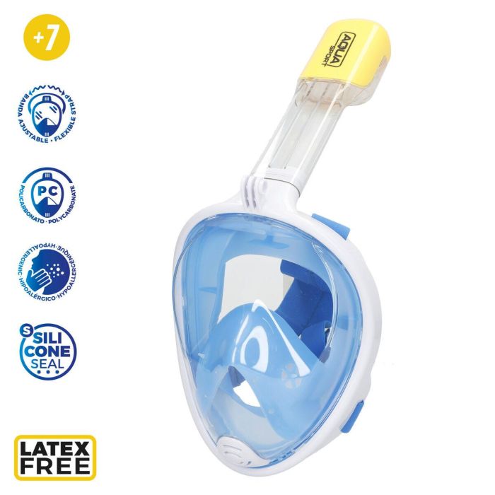 Máscara de Snorkel con Soporte para Cámara Deportiva AquaSport Azul Turquesa (4 Unidades) 4 Máscara de Snorkel con Soporte para Cámara Deportiva AquaSport Azul Turquesa (4 Unidades) 4