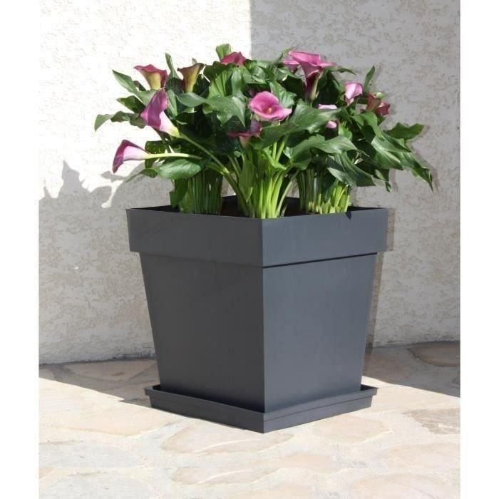 Maceta toscana cuadrada EDA - 39 x 39 x H 39 cm - 38 L - gris antracita 1 Maceta toscana cuadrada EDA - 39 x 39 x H 39 cm - 38 L - gris antracita 1
