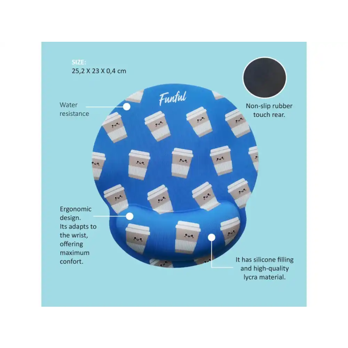 Wondee Alfombrilla de ratón ergonómica de gel funful, antideslizante, 250x230 mm 1