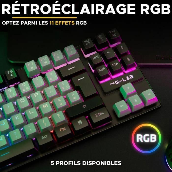 Teclado The G-Lab KEYZ CAESIUM Negro Gris Azerty Francés 5 Teclado The G-Lab KEYZ CAESIUM Negro Gris Azerty Francés 5