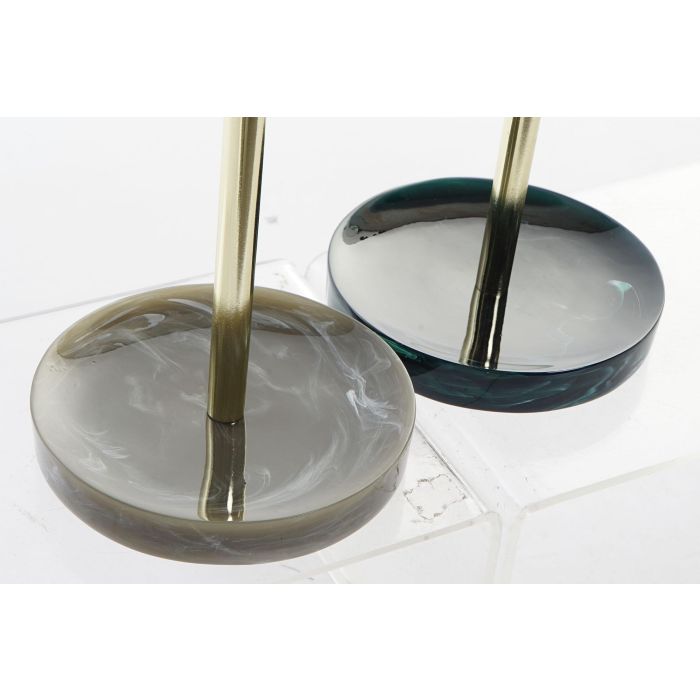 DKD Home Decor Espejo Glam Colección Glam Natural Verde Oscuro Gris Resina Metal 18 x 13 x 32 cm (2 Unidades) 1