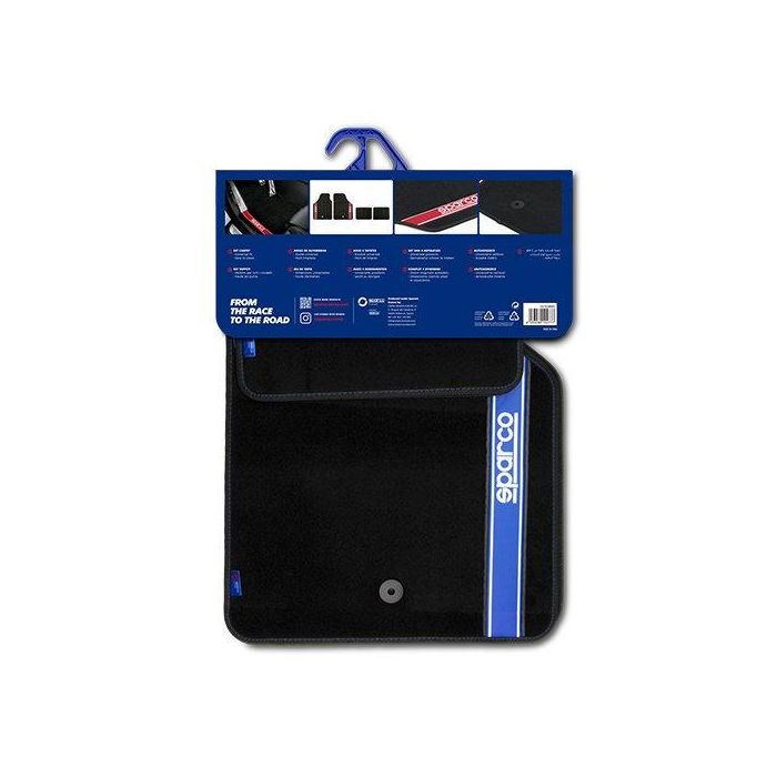 Sparco Alfombra Strada 2012 B Azul Cs 6 03763BBS Moqueta en negro Diseño deportivo Fácil limpieza 2