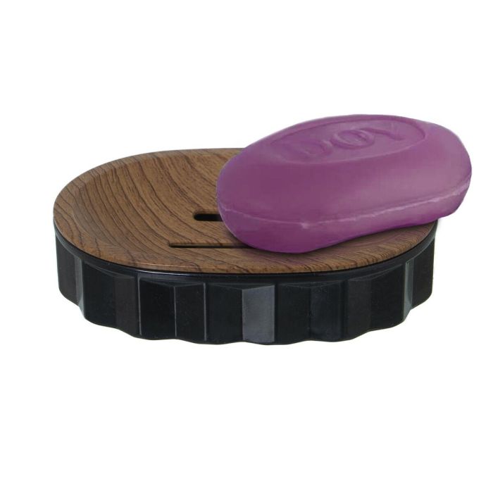 Jabonera Alexandra House Living Marrón Negro Acrílico Plástico Madera 12 x 3 x 9 cm 1