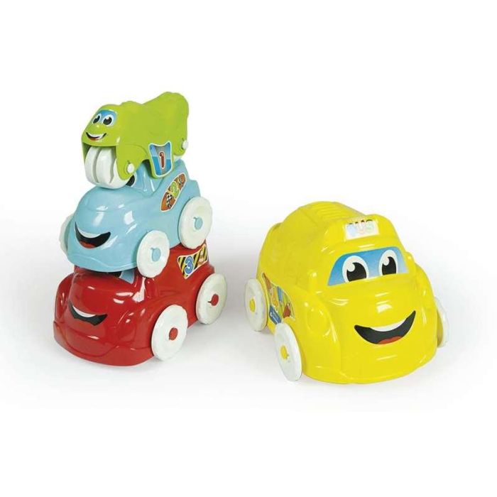 Clementoni Coches Apilables Set de 4 Coches Diferentes (Autobús, Camión, Coche y Moto) 15x15x24 cm 6