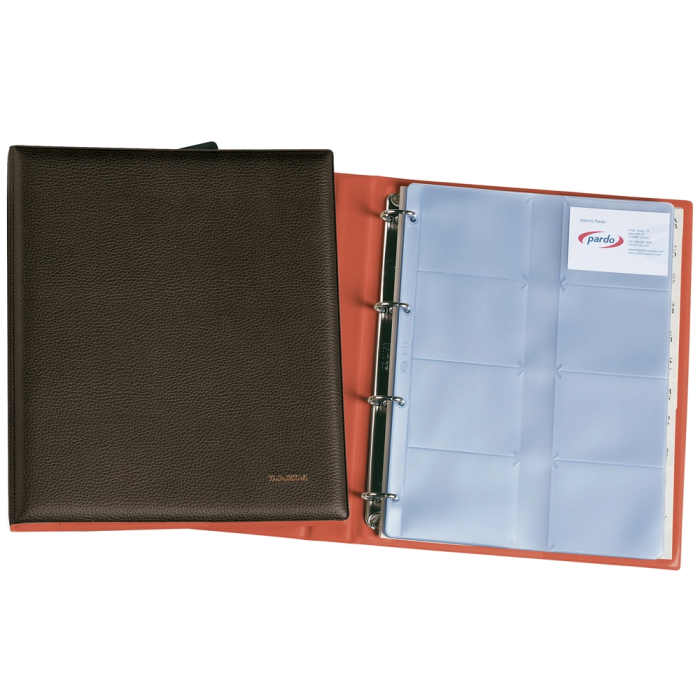 Pardo Tarjetero Folio 4 Anillas Similpiel Negro para 320 Tarjetas 320x275 mm 1