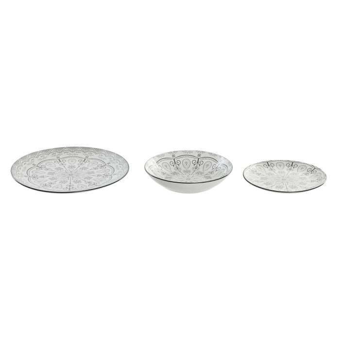 DKD Home Decor Vajilla Scandi Gris Claro 20x20x4 cm 18 Piezas Set