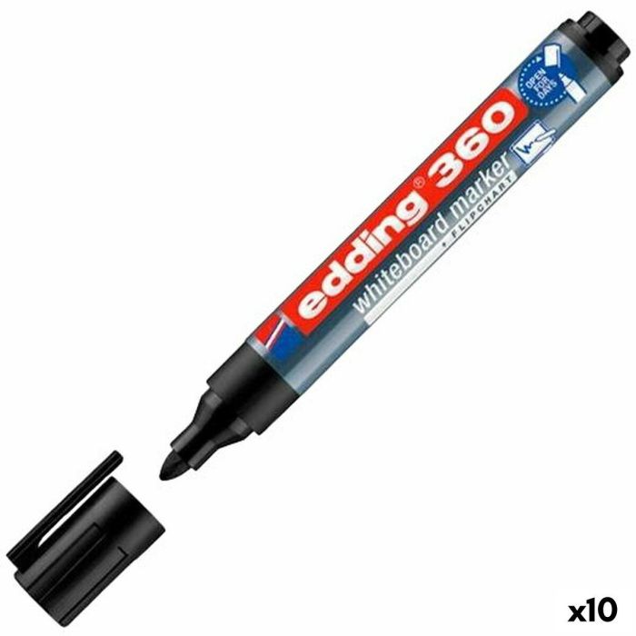 Rotulador para Pizarra Edding 360 Recargable Negro (10 Unidades) 0 Rotulador para Pizarra Edding 360 Recargable Negro (10 Unidades) 0