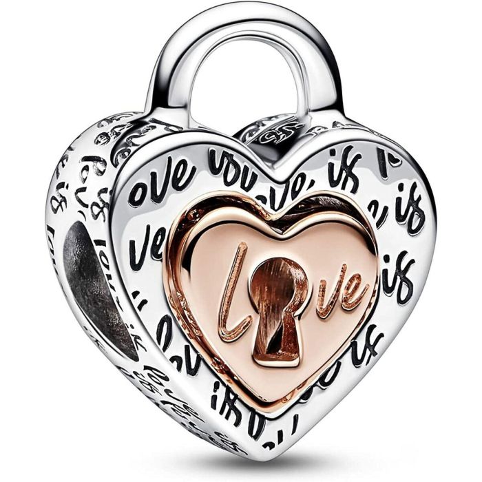 Charm Mujer Pandora TWO-TONE PADLOCK SPLITTABLE HEART