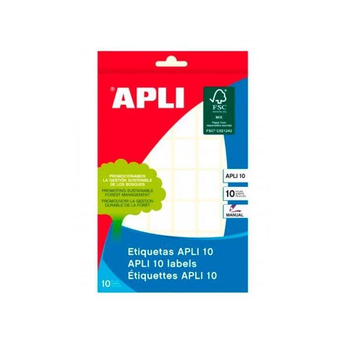 Apli Etiquetas Adhesivas 16x22 mm Escritura Manual C-Romos 42 X 10H Blanco