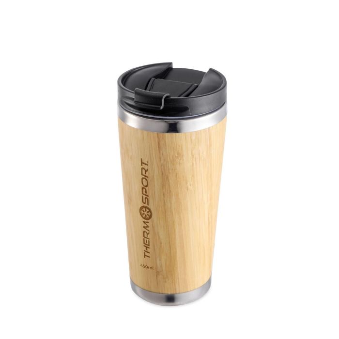 Taza Termo con Tapa ThermoSport Bambú 450 ml (9 Unidades) 1