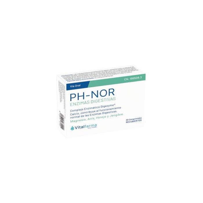 VITALFARMA Ph-Nor 30Ccomp. Complejo Enzimático con Magnesio, Calcio y Plantas para Mejorar la Digestión y Función Enzimática