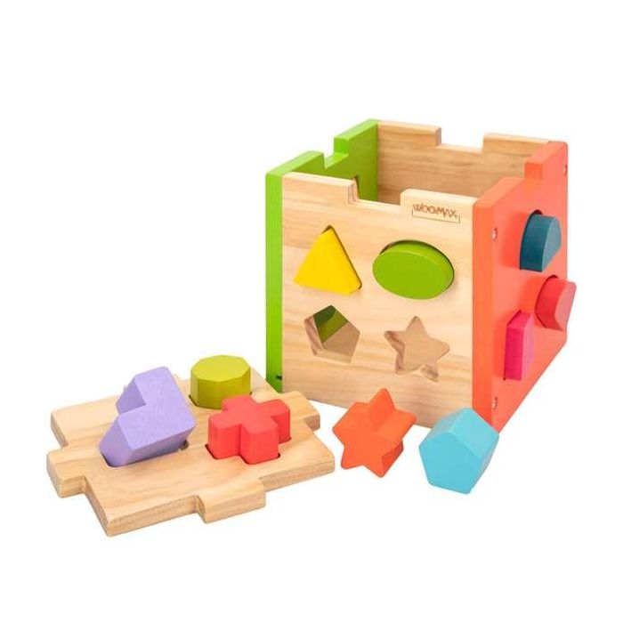 Cubo actividades de madera con 14 piezas woomax Cubo actividades de madera con 14 piezas woomax