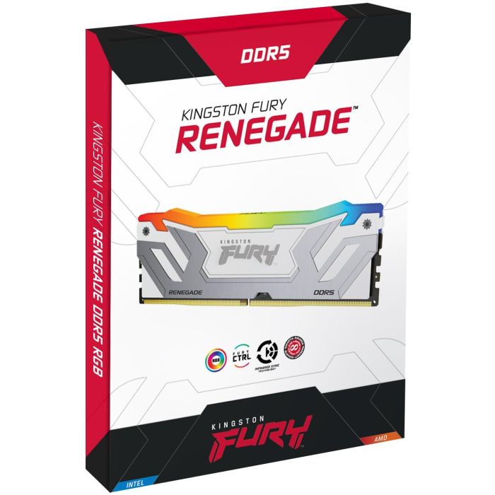 Kingston FURY Renegade RGB White XMP 48GB (2x24GB) DDR5 8400MT/s CL40 CUDIMM Kit para PC Intel XMP 10 Kingston FURY Renegade RGB White XMP 48GB (2x24GB) DDR5 8400MT/s CL40 CUDIMM Kit para PC Intel XMP 10