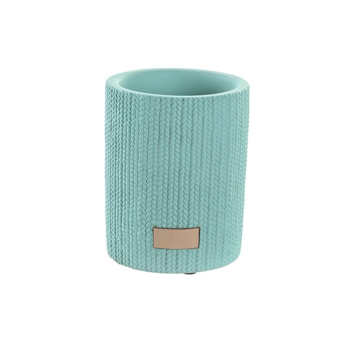 DKD Home Decor Vaso Urban de Cemento, Verde Menta, Ancho 8 cm, Largo 8 cm, Alto 10 cm