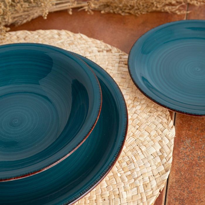 Quid Plato Hondo Cerámico Zafiro Vita, 21,5 cm, Azul, 12 Unidades - Apto Lavavajillas y Microondas, Apilable 4 Quid Plato Hondo Cerámico Zafiro Vita, 21,5 cm, Azul, 12 Unidades - Apto Lavavajillas y Microondas, Apilable 4