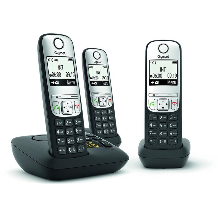Gigaset A690A Trio Teléfono inalámbrico DECT con contestador automático y 3 terminales en color negro
