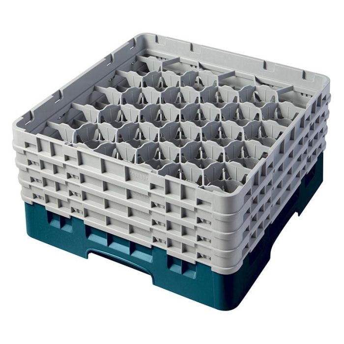 CAMBRO - 30S800-414 - Cesta de lavado 30 comp. 4 alturas - 7,84 cm Ø máx. - alt. máx. 21,7 cm - 50 x 50 x 26,7 cm - Cerceta
