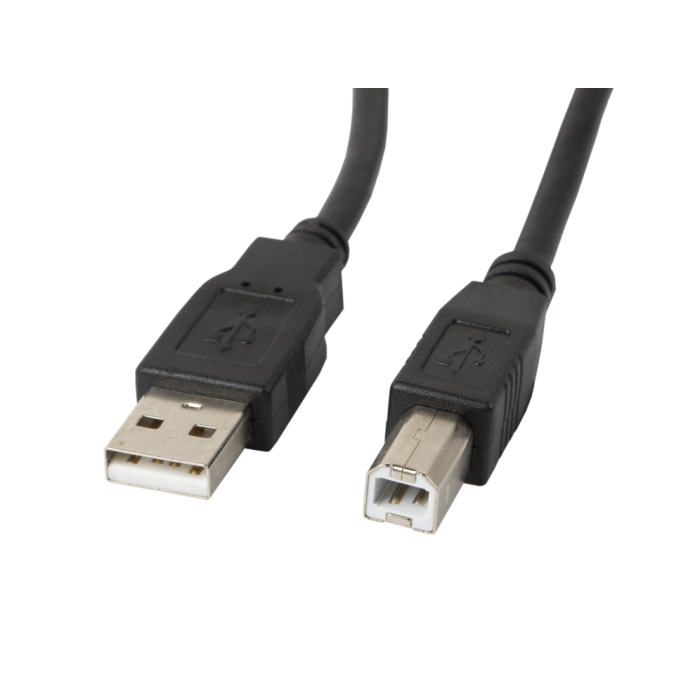 Lanberg Cable Impresora USB A Macho a USB B Macho, USB 2.0, 480 Mb/s, 1m, Negro